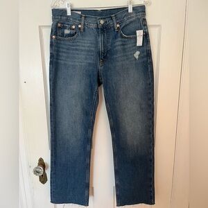 NWT Gap Boy Jeans Size 28 Mid Rise Medium Wash Straight Leg Blue Denim Jeans
